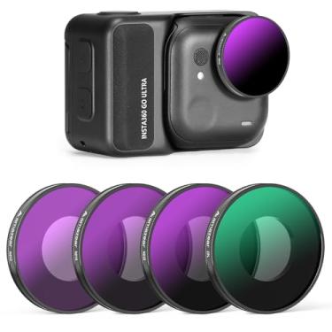 Imagem de AMAZEAR Kit de filtros CPL ND para acessórios Insta360 Go Ultra (pacote com 4), conjunto de filtros de câmera de vidro óptico de alta definição Insta 360 Go-Ultra ND8 ND16 ND 32 + CPL