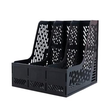 Imagem de Organizador de arquivos de mesa Classificação de contrato informações documentos armazenamento Rack arquivo mesa escritório(Preto)