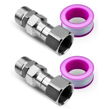 Imagem de ULZOZN Metric M22 Acessórios giratórios para lavadora de pressão de 14 mm, junta giratória flexível de aço inoxidável de 360 graus, 2 peças antitorção M22 adaptador macho para fêmea de 14 mm para
