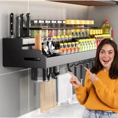 Imagem de Prateleira Organizadora Multiuso Alumínio Cozinha Moderna Porta Temper