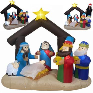 Imagem de Presepio Natal Inflavel Led Natalino Nascimento Jesus Sagrada Familia 