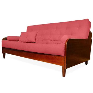 Imagem de Sofá Cama Paris II Sarja em Madeira Maciça Cor Imbuia - Goiaba