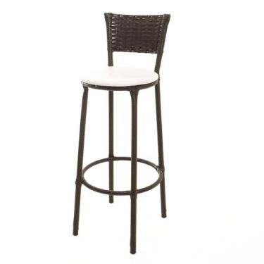 Imagem de Banqueta Alta Encapada Junco CAFÉ Area de Lazer Cozinha Bancada Balcão