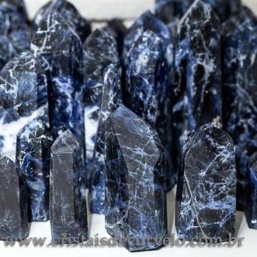 Imagem de Pacote de 1 kg de Pontas de Sodalita Azul Natural Lapidadas em Formato