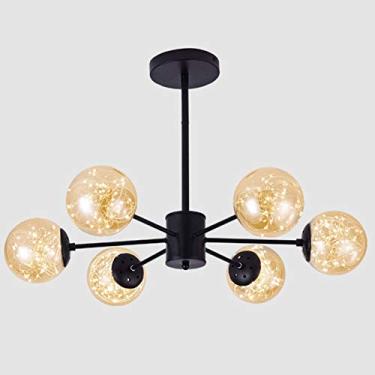 Imagem de Lustres de cristal de luxo, lustre preto LED Lustre industrial Luminárias de teto modernas de meados do século Luminária de teto suspensa Gypsophila