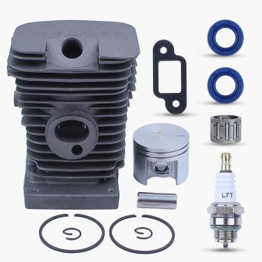 Imagem de Haishine Pistão cilíndrico de 38 mm, pino de 10 mm, vedação de óleo para motosserra Stihl 017 018 MS170 MS180 MS 170 180 com peça sobressalente de junta de silenciador