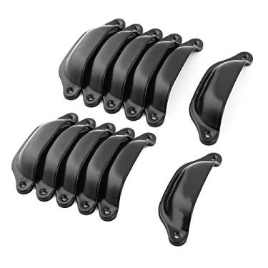 Imagem de XMHF 3,8"/97 mm de comprimento, metal estilo vintage, puxador em formato de concha, puxador para porta de gaveta de armário, pacote com 12, Black