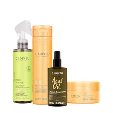Imagem de Kit Cadiveu Professional Nutri Glow Shampoo Máscara Maxi Ondas e Açaí Oil 60 (4 produtos)