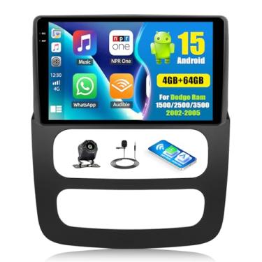Imagem de Android 15 4G + 64G estéreo de carro para Dodge RAM 1500/2500/3500 2002-2005 com Carplay sem fio Android Auto, tela sensível ao toque embutida de 22,5 cm, conexão espelhada, Bluetooth 5.0, GPS, WiFi