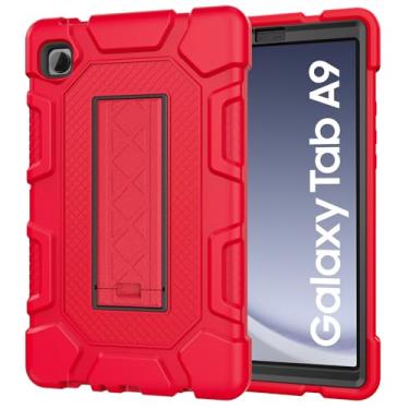 Imagem de Azzsy Capa para Samsung Galaxy Tab A9 8,7 polegadas 2023 modelo (SM-X110/X115/X117), capa protetora resistente à prova de choque resistente de alto impacto, vermelha