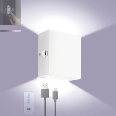 Imagem de Luminária de parede com controle de toque para cima e para baixo, luminária de parede ajustável com controle remoto, arandela moderna recarregável, iluminação de parede interna de alumínio p