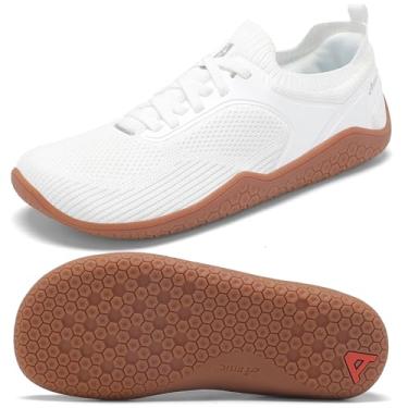 Imagem de Tênis masculino de corrida em trilha minimalista sem queda de bico largo para homens Deadlift Cross Gym Walking Training Shoes, Branco, 7 Wide