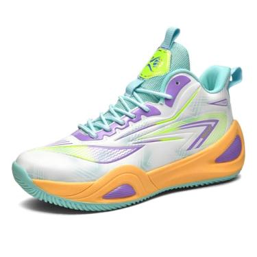 Imagem de Novetra Tênis de basquete masculino da moda, respirável, antiderrapante, durável, leve com suporte arco, tênis para quadra interna e externa(Green-,33 BR)