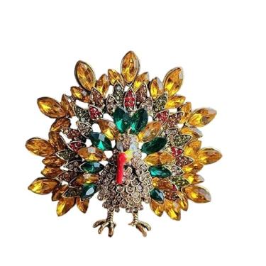 Imagem de Broche de Ação de Graças com strass de peru broches de animais de cristal elegante broche de guirlanda roupas chapéu bolsa saia acessórios para mulheres, Medium, Liga de aço, Sem Pedra Preciosa