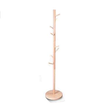 Imagem de Cabideiro de madeira maciça, suporte para casacos e chapéus, compatível com foyer de garagem, armário de escritório