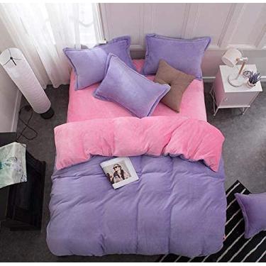 Imagem de Jogo de lençol de flanela de veludo, flanela grossa, dois lados, cor sólida, jogo de cama com capa quente de inverno - Ydl23_Twin Size 3 peças (Ydl24 King size 4 peças)