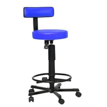 Imagem de Cadeira Mocho Alto Slim Secretária / RB CADEIRAS - Mix Moveis, Azul