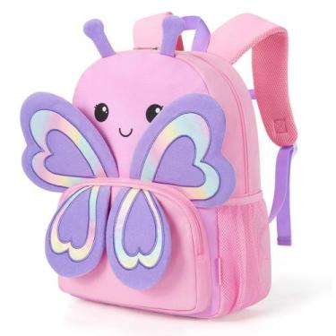 Imagem de Mochila infantil mommore Butterfly 3D resistente à água 28x12x38 cm