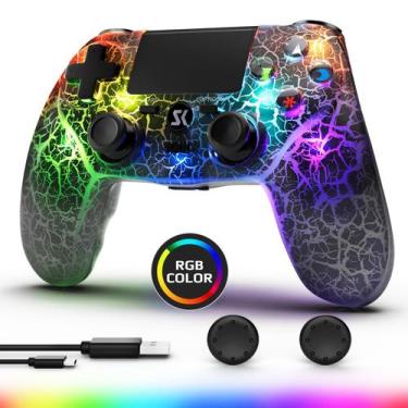 Imagem de Controlador sem fio Boowen para PS4/Pro/Slim com luz RGB