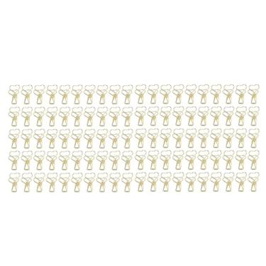 Imagem de AYNEFY Grampos da Pasta, Grampos da Pasta do Ferro do Metal Com Força de Aperto Forte, 100 Pces Mini Divertimento para o Uso Escritório e Escola (Ouro)