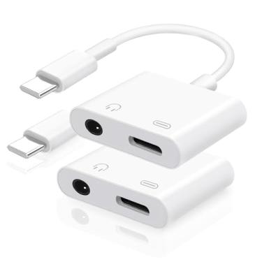 Imagem de Untvie USB C para conector de fone de ouvido de 3,5 mm e adaptador de carregador, tipo C para cabo dongle de áudio auxiliar com carregamento rápido PD para iPhone 16/15 Series/iPad Pro, MacBook