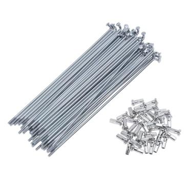 Imagem de A ABSOPRO Conjunto de 38 Raios de Bicicleta 12G Raios de Roda de Bicicleta de 160 mm Aço Carbono Galvanizado Prateado