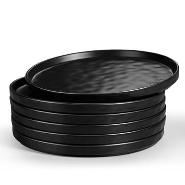 Imagem de LIANYU Conjunto de 6 pratos de sobremesa de cerâmica, pratos de aperitivo de jantar de 26 polegadas para cozinha e jantar, prato redondo de porcelana para bolo, pão, salada, lanche, micro-ondas e