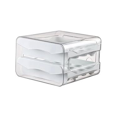 Imagem de Porta Ovos para Geladeira 32-40 Ovos - Organizador de Ovos com Gaveta Dupla e Design Empilhável(32 ovos 2555 Branco)
