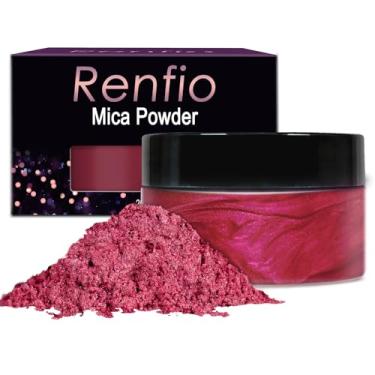 Imagem de Renfio 100g Mica Powder Pigment, Metallic Natural Dye Mineral Pearl Shimmer Epoxy Resin Dye for Painting Soap Making Slime Bath Bombs 3.5 Oz - Cherry Red