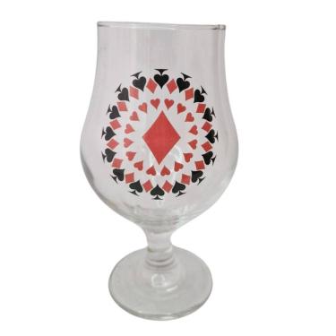 Imagem de Taça Copo Cerveja Vidro Naipe Ouros Baralho 400 Ml Presente