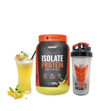 Imagem de Kit Whey Isolate Zero Lactose 900g pote + Coqueteleira 600ml transparente New Millen (900, Abacaxi com hortelã)