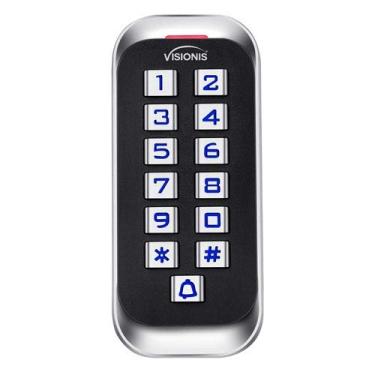 Imagem de Visionis Controle de acesso VIS-3005 interno + externo com classificação IP68 de metal antivandalismo + leitor autônomo com mini controlador + Wiegand 26, design fino, sem software, cartões EM, 1000