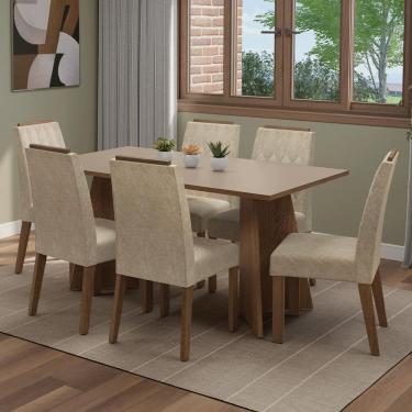 Imagem de Conjunto Sala de Jantar Tampo de Madeira 6 Cadeiras Rustic/Crema/Imperial Leon Madesa
