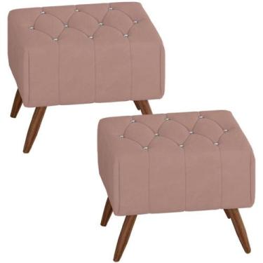 Imagem de Kit 2 Puff Puf Para Sala Pes Madeira Trit Veludo Sl 949 Peer Sl 949 - 