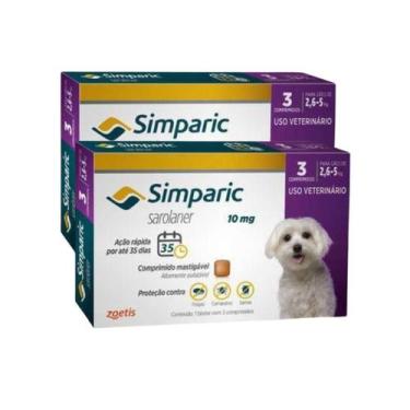 Imagem de Combo 2x Simparic 10mg Para Cães de 2,5 a 5kg - 6 Comprimidos - Zoetis