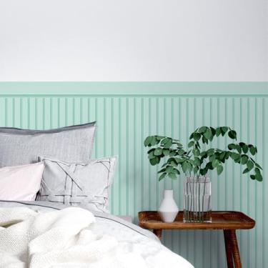Imagem de Papel Meia Parede Ripado Decorativo – Revestimento Adesivo Estilo Madeira Ripada (Verde Agua)