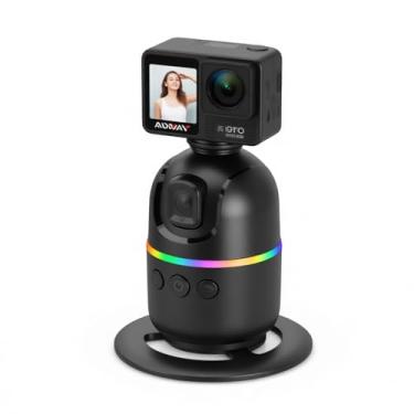 Imagem de Suporte Inteligente para Celular com Gimbal 360°, Base Giratória, Reconhecimento Facial, LED RGB, Estabilizador Automático para Fotos e Vídeos