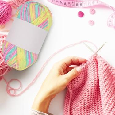 Imagem de Fio de meia de três fios para crochê e tricô, fio listrado leve para artesanato DIY, cachecóis, xales, trabalho manual, 1 peça (algodão doce)