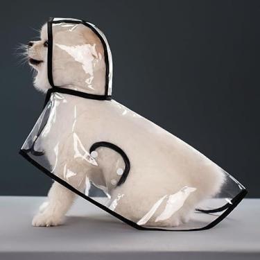 Imagem de Capa de chuva impermeável para cães com capuz - Poncho transparente ajustável para animais de estimação ao ar livre - leve e portátil