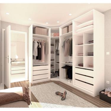 Imagem de Guarda Roupa Canto 3 Peças, 6 Gavetas, 4 Cabideiros Branco