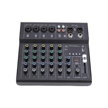 Imagem de Asixxsix 6 Channel DJ Mixer, Professional Audio Mixer com BT MP3 Player, 48V Phantom Power, BT, Built-in Guitar Amp, Mini Mixer for Streaming, Podcast, Recording, Home Studio (BLACK)