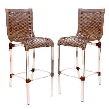 Imagem de 2 Banquetas Alta Haiti Em Alumínio Para Cozinha Bar Edícula Pedra Ferro