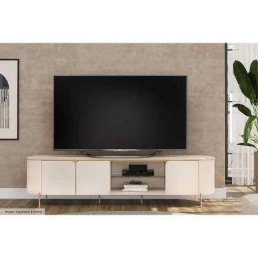 Imagem de Rack Bancada P/ Tv Até 75 Pol Ariana C/ 3 Portas 241x57cm Off White - Dj Móveis