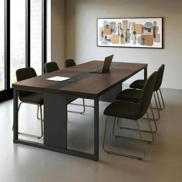 Imagem de Mesa Reunião 6 Lugares Grande 2,40m Com Passa Fio - CasaH, Freijó e Pr