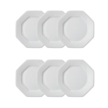 Imagem de Jogo 6 Pratos De Sobremesa Prisma Brancos 20,5 Cm Porcelana Schmidt