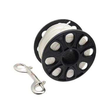 Imagem de YIJU Carretel de mergulho com carretel de dedo de mergulho com clipe para naufrágios, com snorkel e pesca submarina, equipamento subaquático, 50 Metros