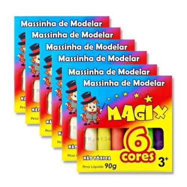 Imagem de Kit 6 caixas de massinha de modelar Magix 90g com 6 cores cada