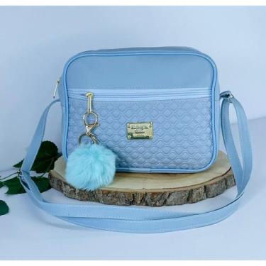 Imagem de Bolsa Feminina Alça Transversal Tira Colo Estampa Moderna Com Pompom -