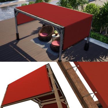 Imagem de ColourTree Capa de substituição para toldo de pérgola vermelha de 1,5 m L x 50 cm C, tecido de grau comercial 260 GSM para pátio externo, inclui hastes pesadas de aço inoxidável (fazemos tamanho