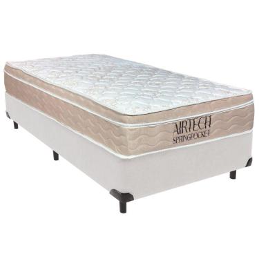 Imagem de Cama Box Solteiro Branco+colchão Airtech Molas Ortobom
